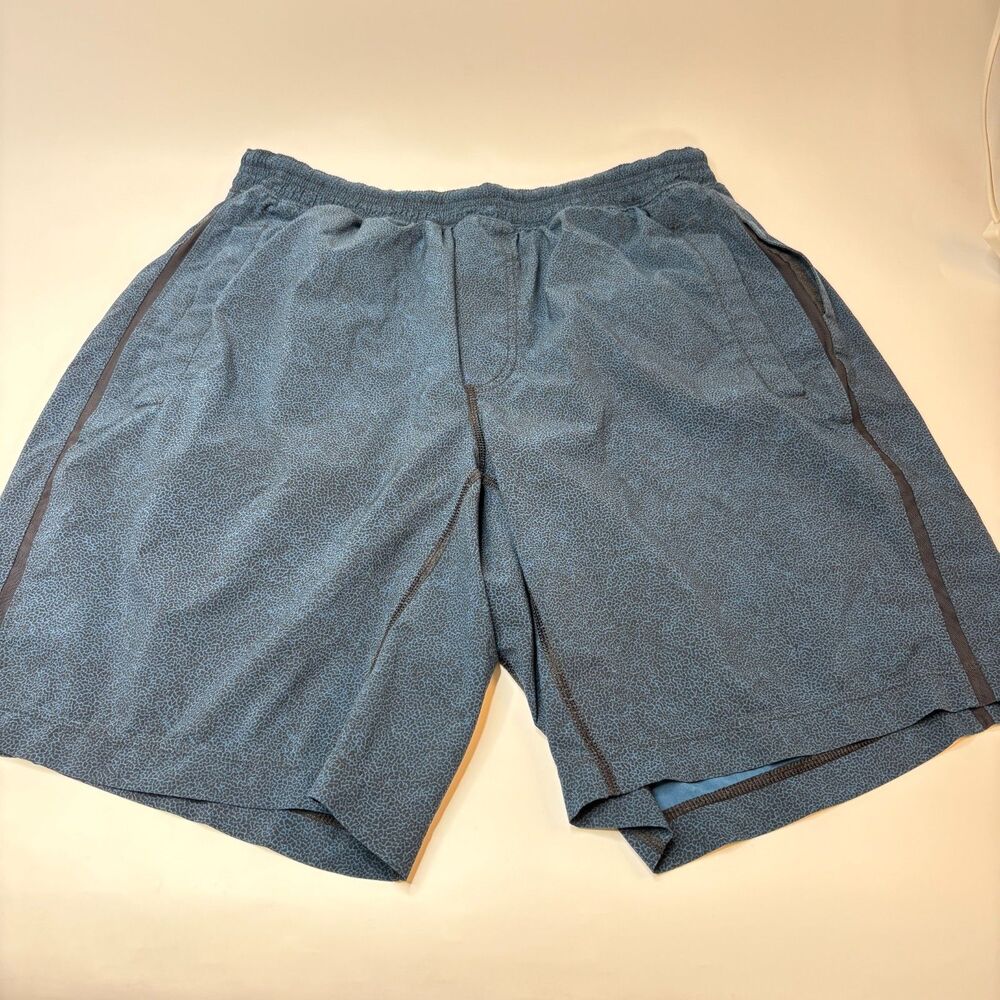 LULULEMON Blue Black Pace Breaker Elastic Waistband Athletic Shorts Mens Size XL